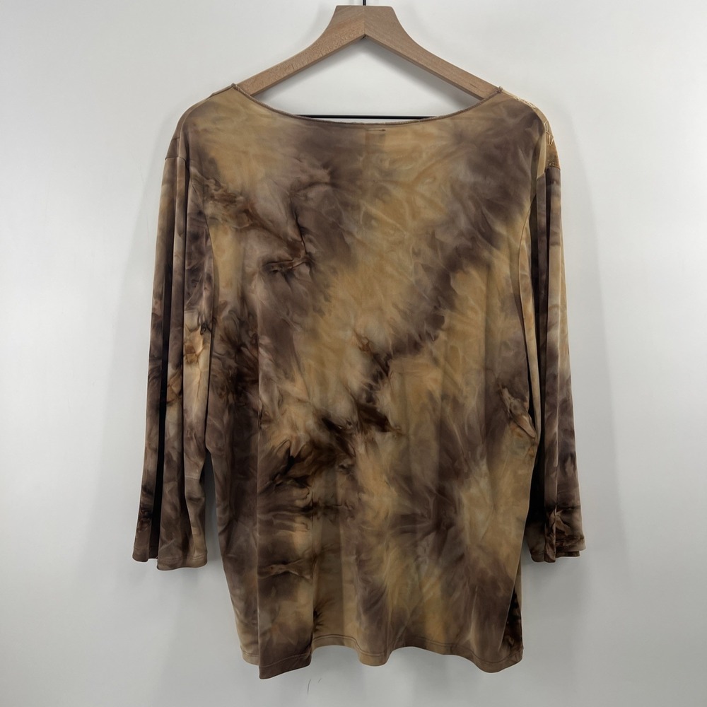 Bobbie Brooks Womens 3X Boho Top Brown Embroidered Earthy Artsy Stretchy Y2K - Picture 6 of 11
